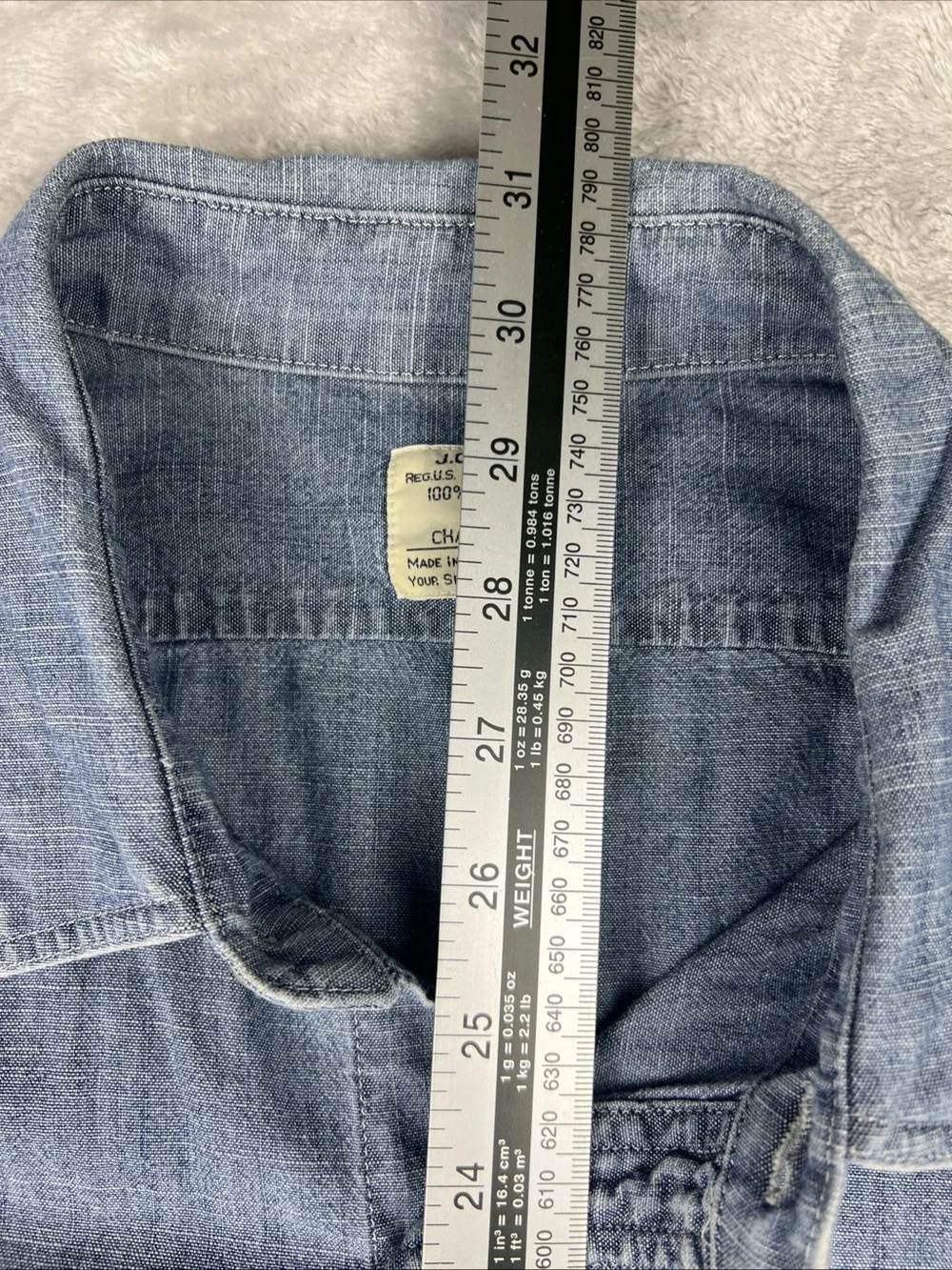 J.Crew Shirt Men’s XL Blue Chambray 100% Cotton Button Up Denim Y2K Retro Work